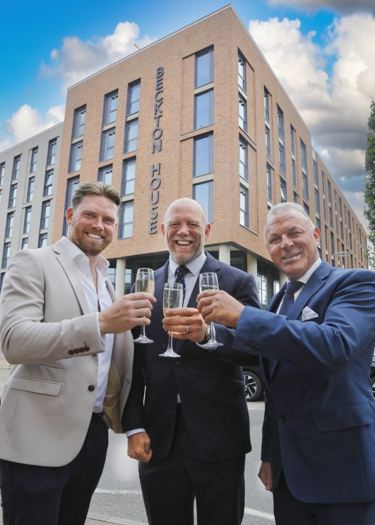 RUGBY ROYAL OPENS NEW 419-ROOM STUDENT DEVELOPMENT IN NOTTINGHAM - Cassidy Group LTD - L R Liam Brennan Cassidy Group Mike Tindall MBE and Patric Cassidy outside the newly opened Beckton House L R Liam Brennan Cassidy Group Mike Tindall MBE and Patric Cassidy outside the newly opened Beckton House Cassidy Group LTD